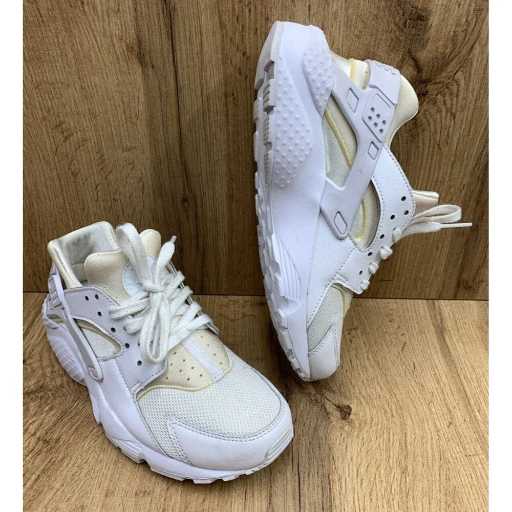 Nike Huarache Run Running Shoes Sneakers Boys Size 4.5Y White 654275-110